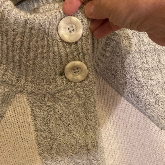 Prana long cardigan, off-white with gray trim - Picture 5 of 13